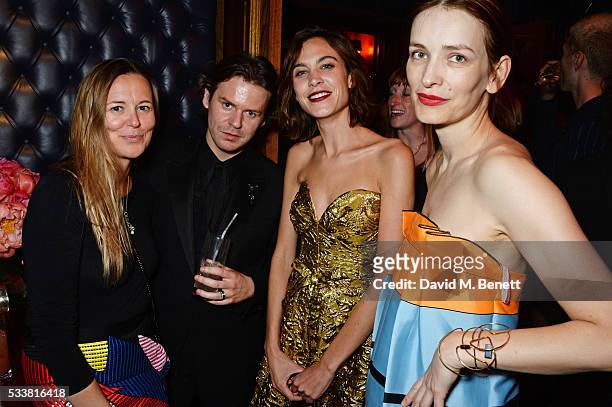 Tammy Kane, Christopher Kane, Alexa Chung and Roksanda Ilincic attend British Vogue's Centenary birthday party at Tramp on May 23, 2016 in London,...
