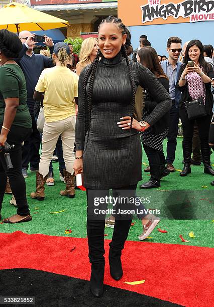 Melanie 'Mel B' Brown attends the premiere of "Angry Birds" at Regency Village Theatre on May 7, 2016 in Westwood, California.