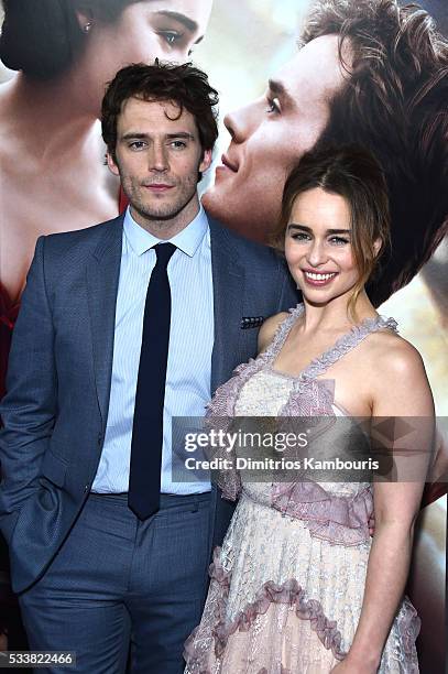 Actors Sam Claflin and Emilia Clarke attend "Me Before You" World Premiere at AMC Loews Lincoln Square 13 theater on May 23, 2016 in New York City.