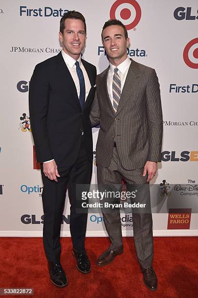 New anchor Thomas Roberts and Patrick Abner arrive at the GLSEN Respect Awards at Cipriani 42nd Street on May 23, 2016 in New York City.