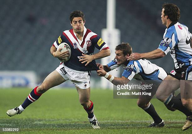Anthony Minichiello of the Roosters in action during the round 23 NRL match between the Sydney Roosters and the Cronulla-Sutherland Sharks at Aussie...