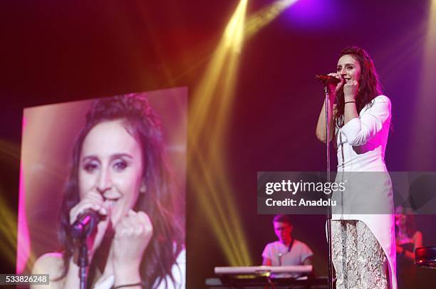 Crimean Tatar-Turk singer Jamala, representing Ukraine in Eurovision song contest, performs during a concert in Kiev, Ukraine on May 23, 2016. Jamala...