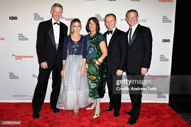 David Van Zandt, Sarah Jessica Parker, Kay Unger, Burak Cakmak and Joel Towers attend the 2016 Parsons Benefit at Chelsea Piers on May 23, 2016 in...
