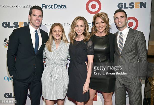 Thomas Roberts, Lauren Blitzer-Wright, Chely Blizer-Wright, Brooke Baldwin, and Patrick Abner arrive at the GLSEN Respect Awards at Cipriani 42nd...