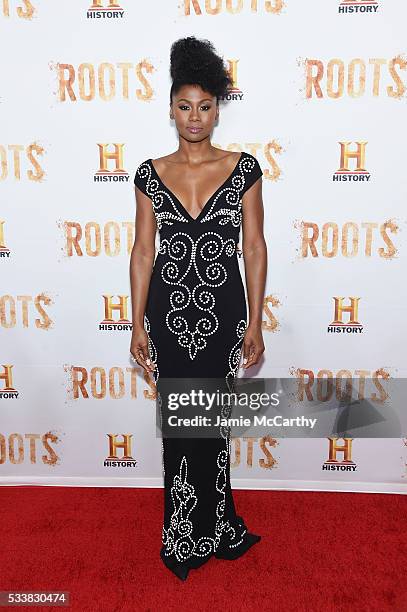 Emayatzy Corinealdi attends the "Roots" night one screening at Alice Tully Hall, Lincoln Center on May 23, 2016 in New York City.