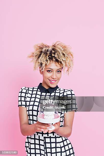 cute afro american small business owner holding cookies - cookie studio stock pictures, royalty-free photos & images