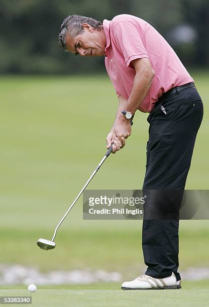 France's Gery Watine putting on the 2nd green during the second round of the Bad Ragaz PGA Seniors Open at Bad Ragaz Golf Club, on August,13 2005 in...
