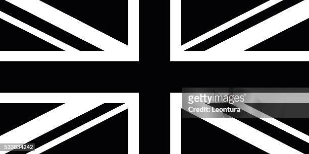 black and white british flag - union jack stock illustrations