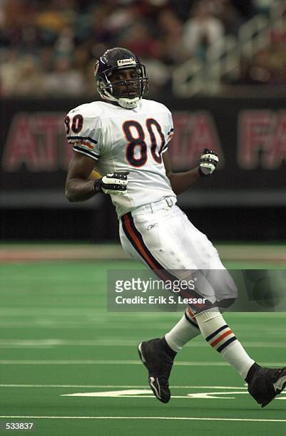 Dez White of the Chicago Bears runs down field during the game against the Atlanta Falcons at the Georgia Dome in Atlanta, Georgia. The Bears won...