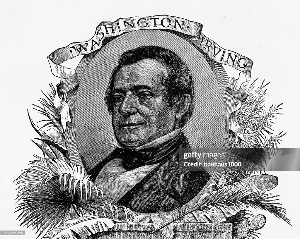 Author Washington Irving Engraved Portrait, Circa 1892