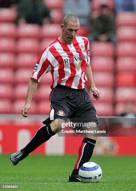 Stephen Wright of Sunderland is in action during the Barclays Premiership match between Sunderland and Charlton Athletic at the Stadium of Light on...
