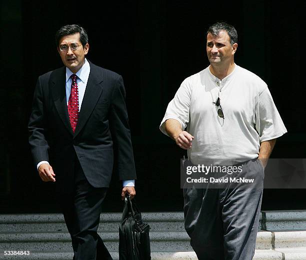 Washington lobbyist Jack Abramoff leaves court with his attorney Antonio Pacheco at the Edward R. Roybal Federal Building after being released on...