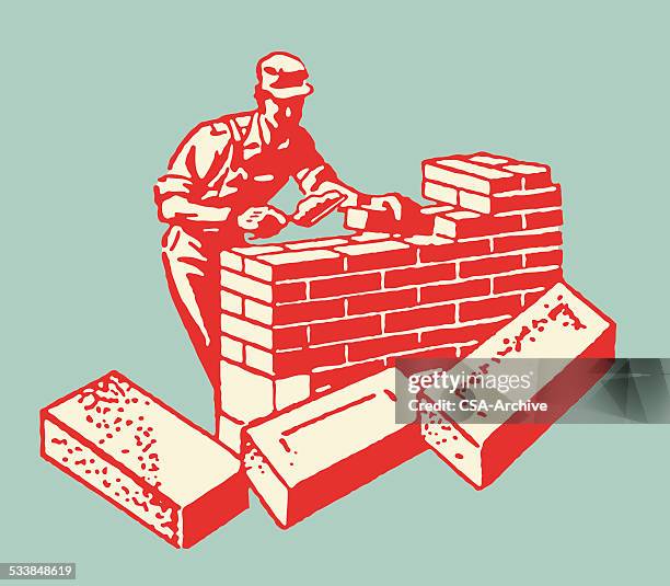bricklayer - bricks stock illustrations