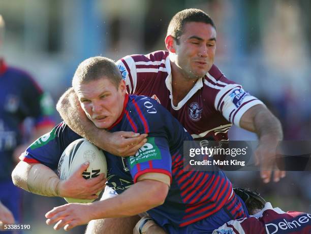 Todd Lowrie of the Knights in action during the round 23 NRL match between the Newcastle Knights and the Manly Warringah Sea Eagles at Energy...