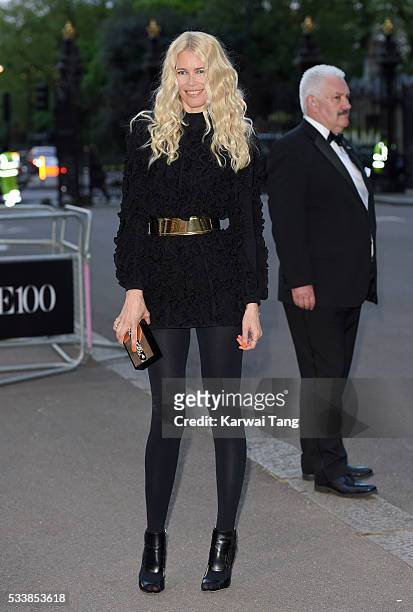 Claudia Schiffer arrives for the Gala to celebrate the Vogue 100 Festival at Kensington Gardens on May 23, 2016 in London, England.