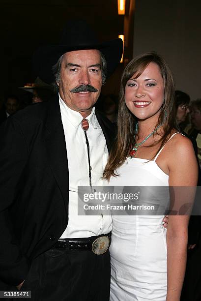 Actor Powers Boothe and daughter, actress Parisse Boothe, attend the Golden Boot Awards held at the Beverly Hilton Hotel on August 13, 2005 in...