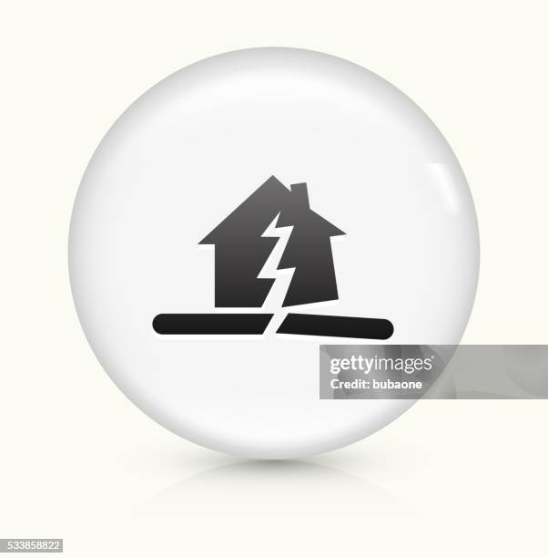 earthquake icon on white round vector button - foundation crack stock illustrations