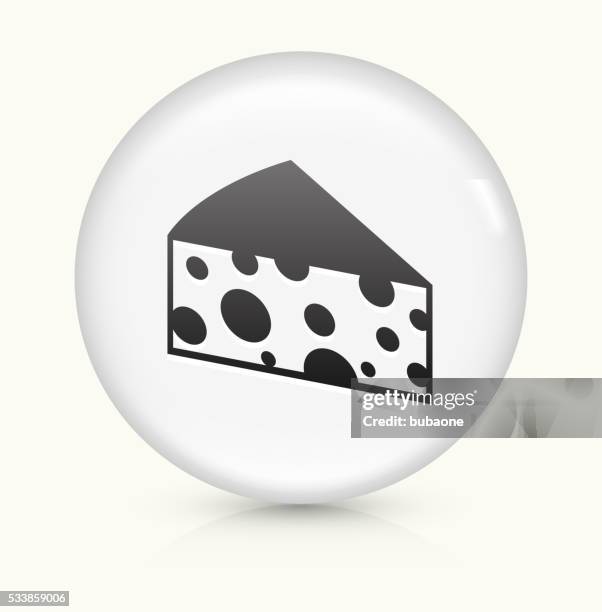 cheese slice icon on white round vector button - cheese slice white background stock illustrations