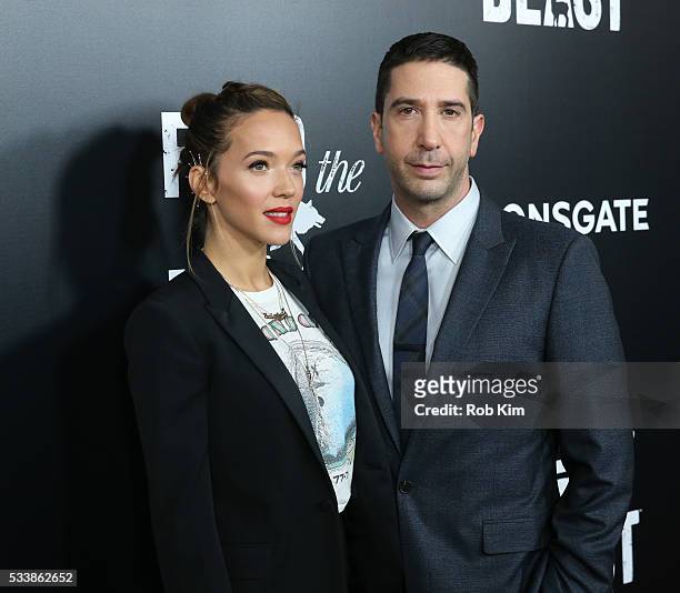 David Schwimmer and wife Zoe Buckman attend the New York Screening of "Feed The Beast" at Angelika Film Center on May 23, 2016 in New York City.