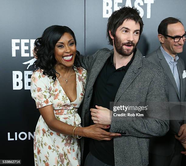 Christine Adams and Jim Sturgess attend the New York Screening of "Feed The Beast" at Angelika Film Center on May 23, 2016 in New York City.