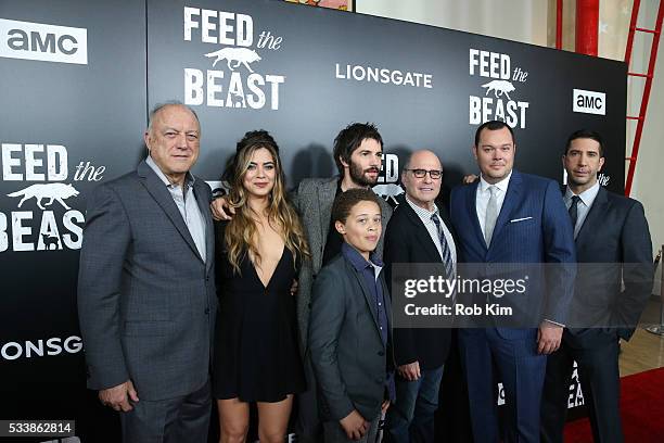 John Doman, Lorenza Izzo, Jim Sturgess, Elijah Jacob, Clyde Phiillips, Michael Gladis and David Schwimmer attend the New York Screening of "Feed The...