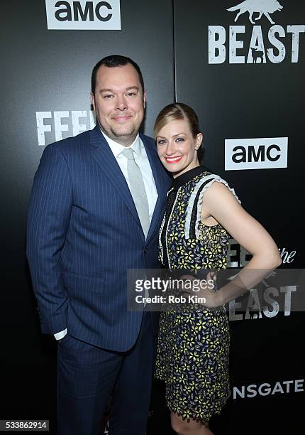 Michael Gladis and Beth Behrs attend the New York Screening of "Feed The Beast" at Angelika Film Center on May 23, 2016 in New York City.