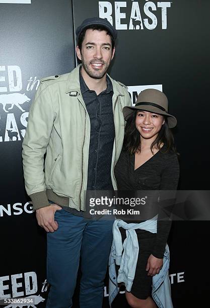 Drew Scott and Linda Phan attend the New York Screening of "Feed The Beast" at Angelika Film Center on May 23, 2016 in New York City.
