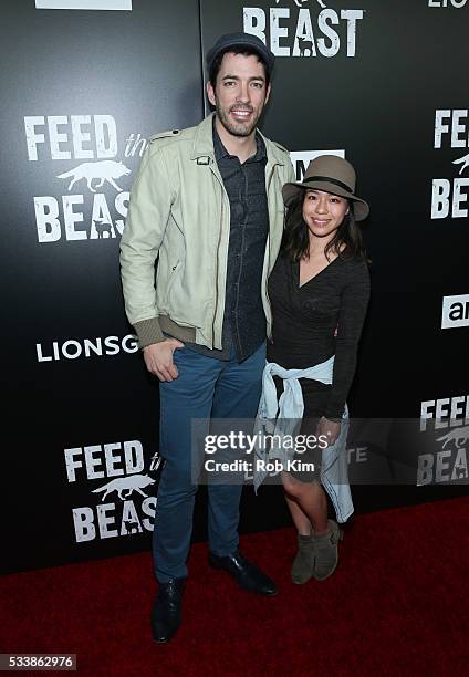 Drew Scott and Linda Phan attend the New York Screening of "Feed The Beast" at Angelika Film Center on May 23, 2016 in New York City.