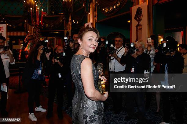 Winner of "Moliere de la Comedienne dans un spectacle de Theatre prive" for "Fleur de Cactus", actress Catherine Frot attends "La 28eme Nuit des...