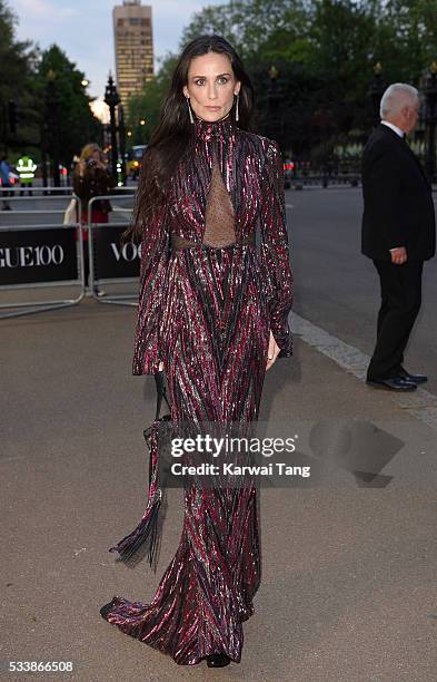 Demi Moore arrives for the Gala to celebrate the Vogue 100 Festival at Kensington Gardens on May 23, 2016 in London, England.