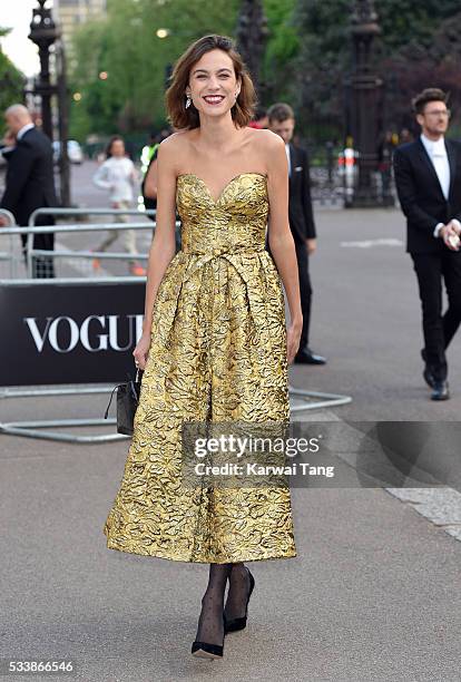 Alexa Chung arrives for the Gala to celebrate the Vogue 100 Festival at Kensington Gardens on May 23, 2016 in London, England.