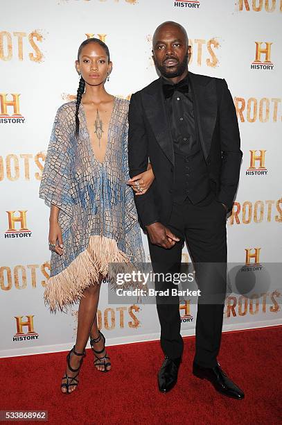 Chris Obi attends the premiere screening of "Night One" of the four night epic event series, "Roots," hosted by HISTORY at Alice Tully Hall on May...