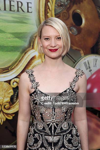 Actress Mia Wasikowska attends the premiere of Disney's "Alice Through The Looking Glass" at the El Capitan Theatre on May 23, 2016 in Hollywood,...