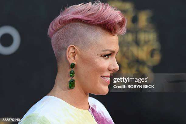 Singer-songwriter Pink attends the premiere of Disney's 'Alice Through The Looking Glass at the El Capitan Theatre on May 23, 2016 in Hollywood,...