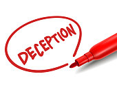the word deception with a red marker