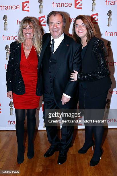 Daniel Russo, his wife Lucie and their daughter Charlotte attend "La 28eme Nuit des Molieres" on May 23, 2016 in Paris, France.