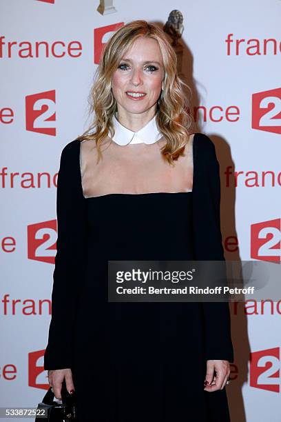 Nominated for Moliere de la Comedienne dans un spectacle de Theatre prive" for "Un amour qui ne finit pas", Lea Drucker attends "La 28eme Nuit des...