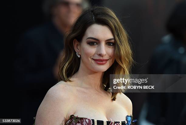 Actress Anne Hathaway attends the premiere of Disney's "Alice Through The Looking Glass," May 23, 2106 at the El Capitan Theatre in Hollywood,...