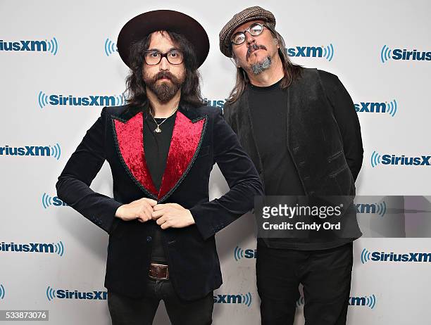 Musicians Sean Lennon and Les Claypool visit the SiriusXM Studio on May 23, 2016 in New York City.