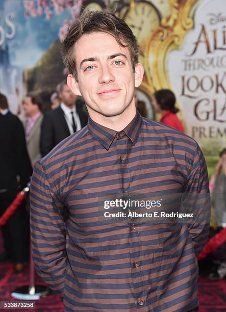 Actor Kevin McHale attends Disneys 'Alice Through the Looking Glass' premiere with the cast of the film, which included Johnny Depp, Anne Hathaway,...