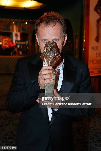 Winner of "Moliere du comedien dans un spectacle du Theatre public" for "Vu du Pont", actor Charles Berling attends "La 28eme Nuit des Molieres" on...