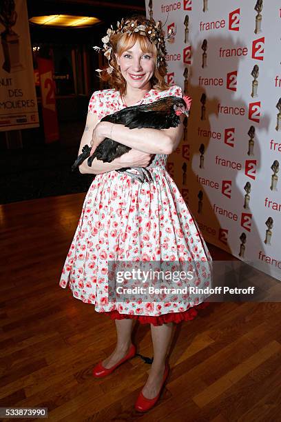 Actress julie Depardieu and her Chicken attend "La 28eme Nuit des Molieres" on May 23, 2016 in Paris, France.