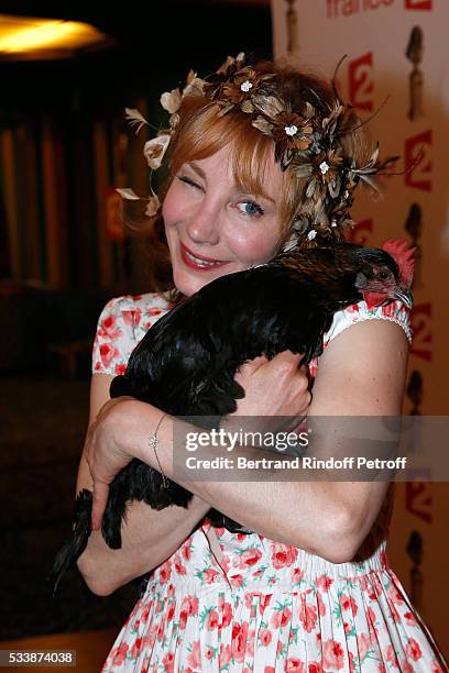 Actress julie Depardieu and her Chicken attend "La 28eme Nuit des Molieres" on May 23, 2016 in Paris, France.