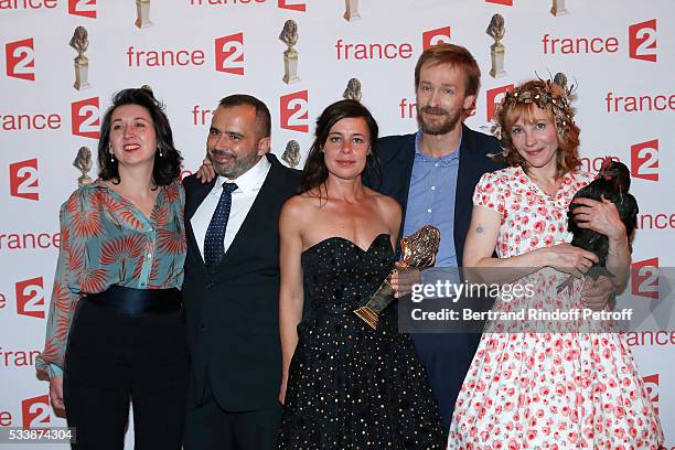 Team of Winner of "Moliere de la Creation visuelle", "20 000 lieues sous les mers" with Administrator of the "Comedie Francaise", Eric Ruf , actress...