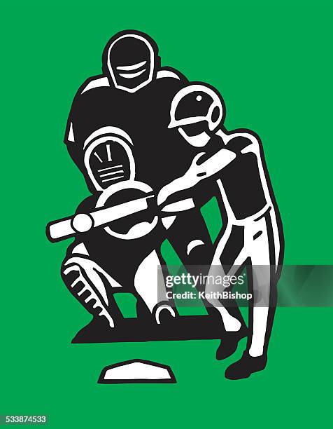 baseball batter cartoon - baseball catcher stock illustrations