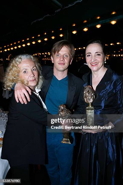 Actress Catherine Hiegel, Winner of "Moliere de lhumour" for his Show, Alex Lutz and Winner of the "Moliere de la comedienne dans un spectacle de...