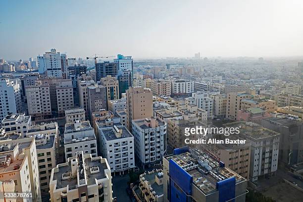 elevated cityscape of adliya district of manama - bahrain stock-fotos und bilder