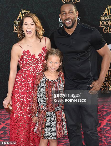 Dancer Allison Holker, daughter Weslie Fowler and dancer Stephen 'tWitch' Boss attend the premiere of Disney's "Alice Through The Looking Glass" at...