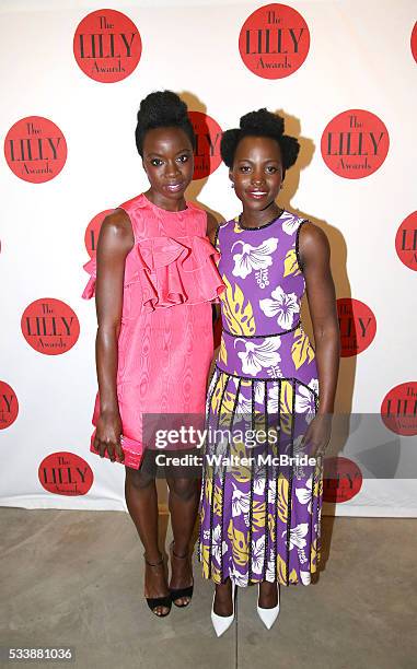 Danai Gurira and Lupita Nyong'o attend The 7th Annual Lilly Awards at Signature Theatre on May 23, 2016 in New York City.