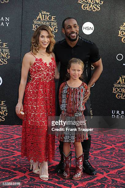 Dancer Allison Holker, daughter Weslie Fowler and dancer Stephen 'tWitch' Boss attend the premiere of Disney's 'Alice Through the Looking Glass' at...